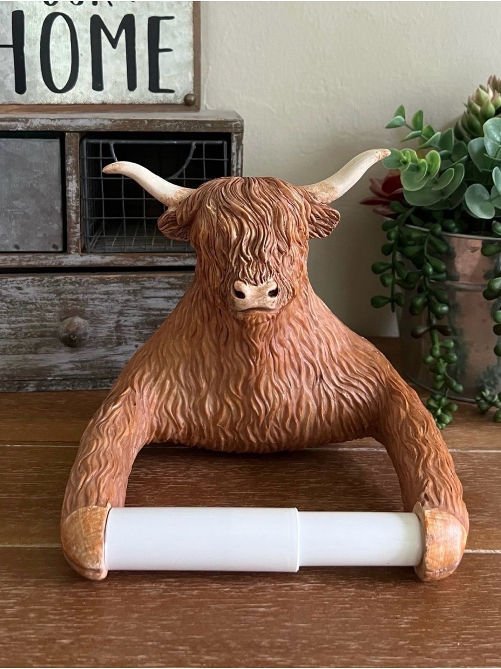 New Boho Farmhouse Highland
Cow Decorative Toilet Paper Holder